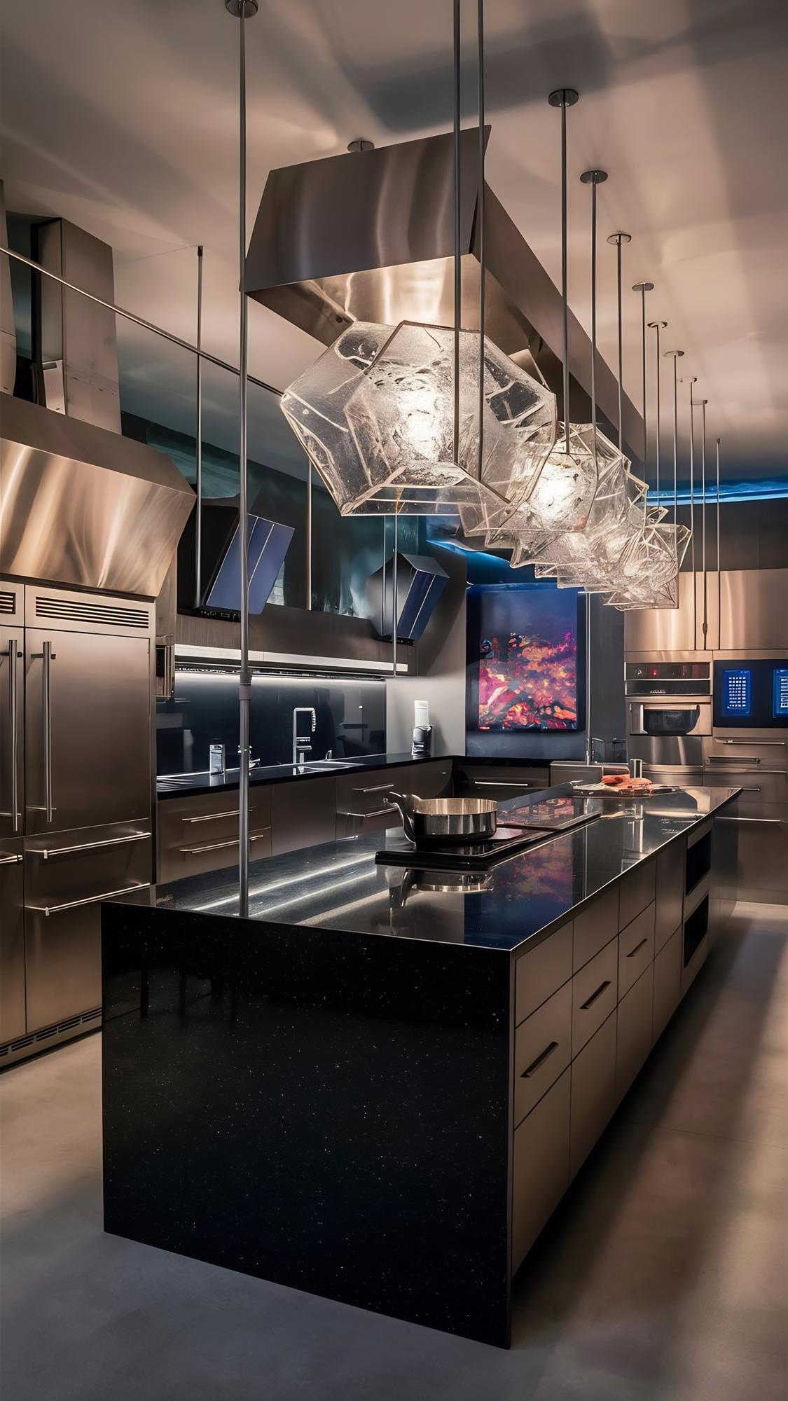 Interno di una cucina professionale con superfici eleganti
